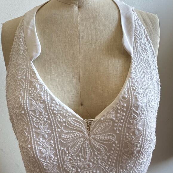 CHERIE D Designer White Embroidered Maxi Gown - Picture 10 of 17